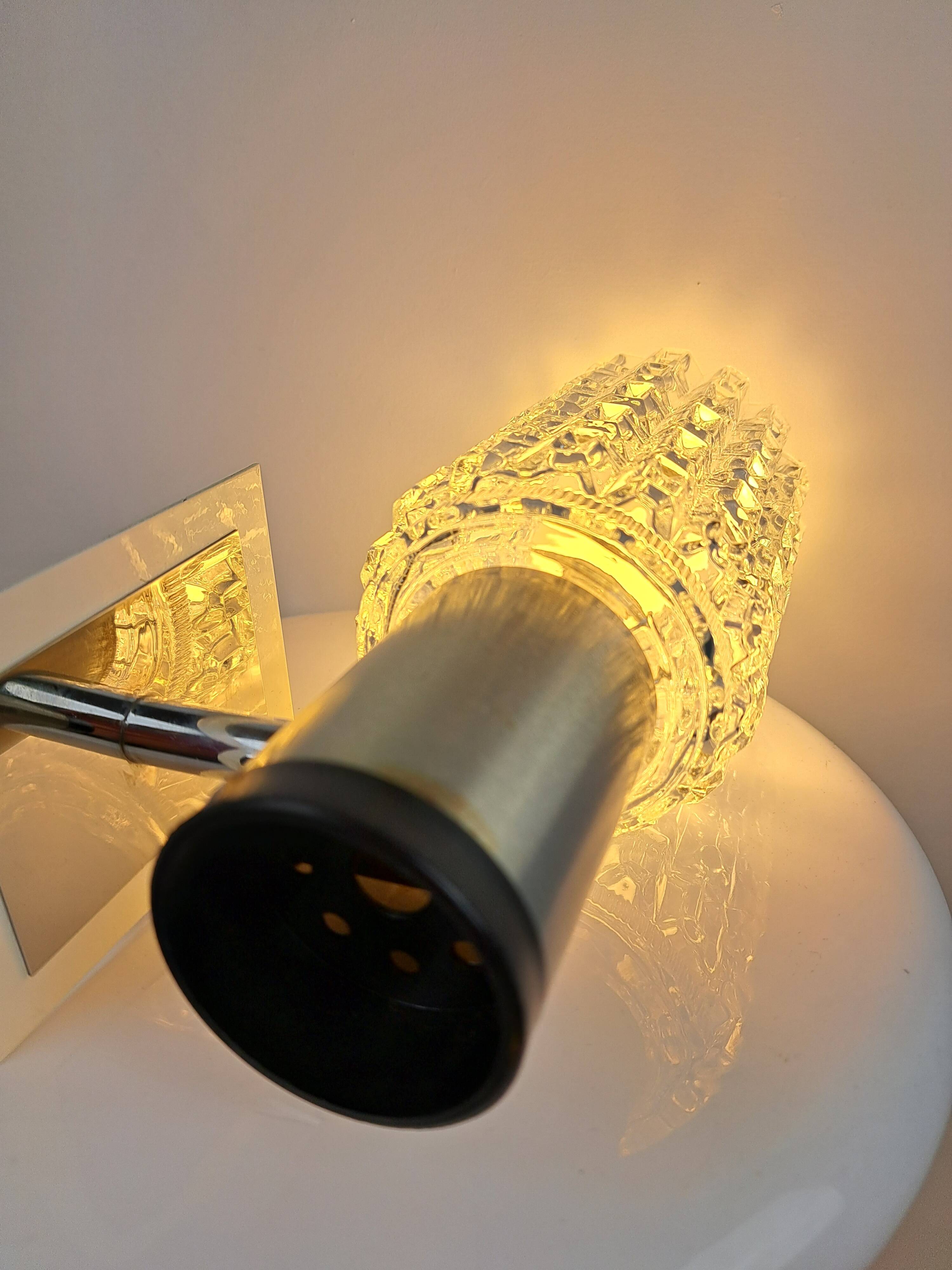 Pair of 70s glass wall lamps by Targetti Sankey