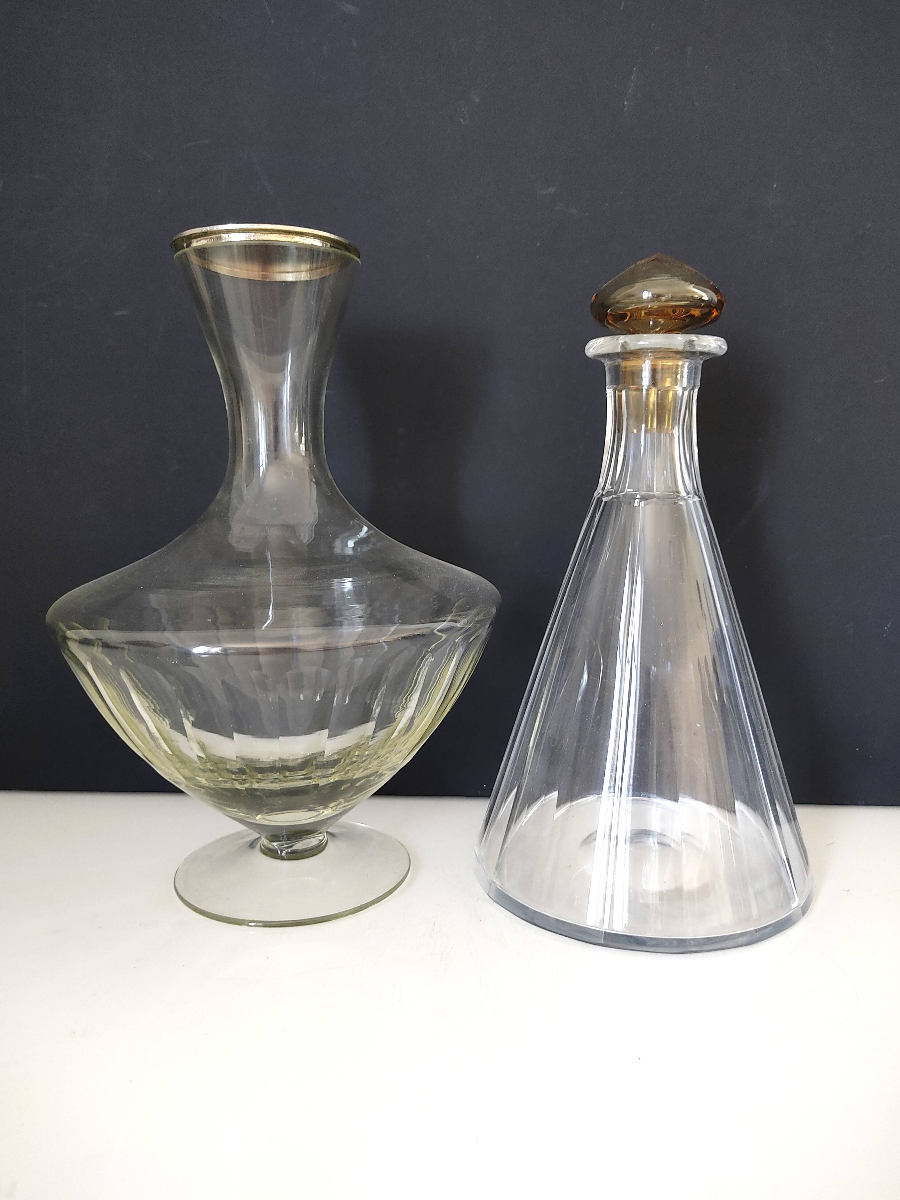 Two glass carafes