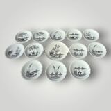 Service de 13 assiettes vintage de Limoges décorées à la main