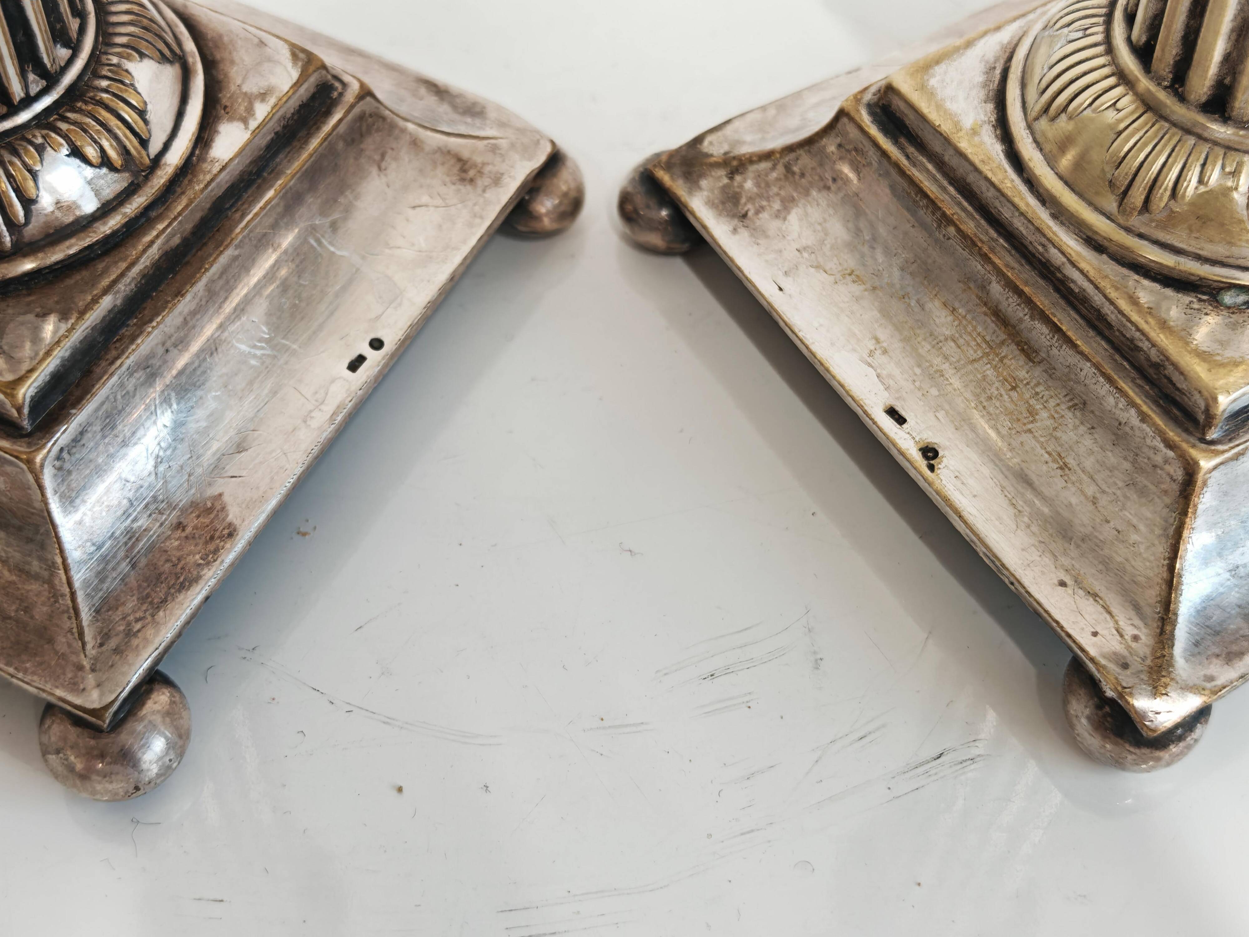 Pair of antique silver candlesticks Diana Silver Vienna 19th century