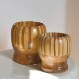 Set of two Scandinavian wooden pot covers