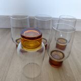 Série de 5 verres chope verre coloré 37 Cl Luminarc Années 60/70 vintage