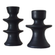 Set of two candlesticks in black tadelakt