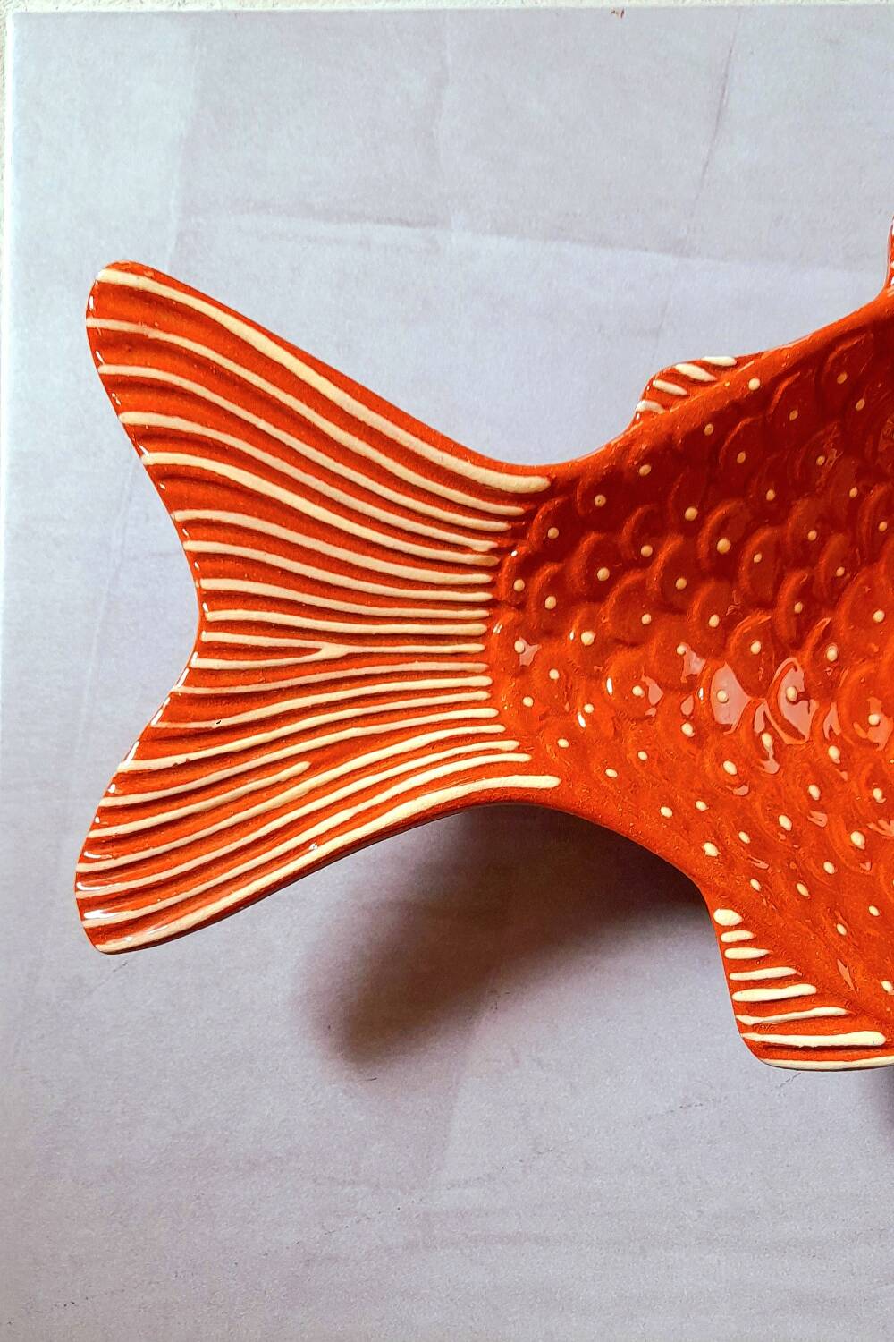Glazed terracotta fish dish