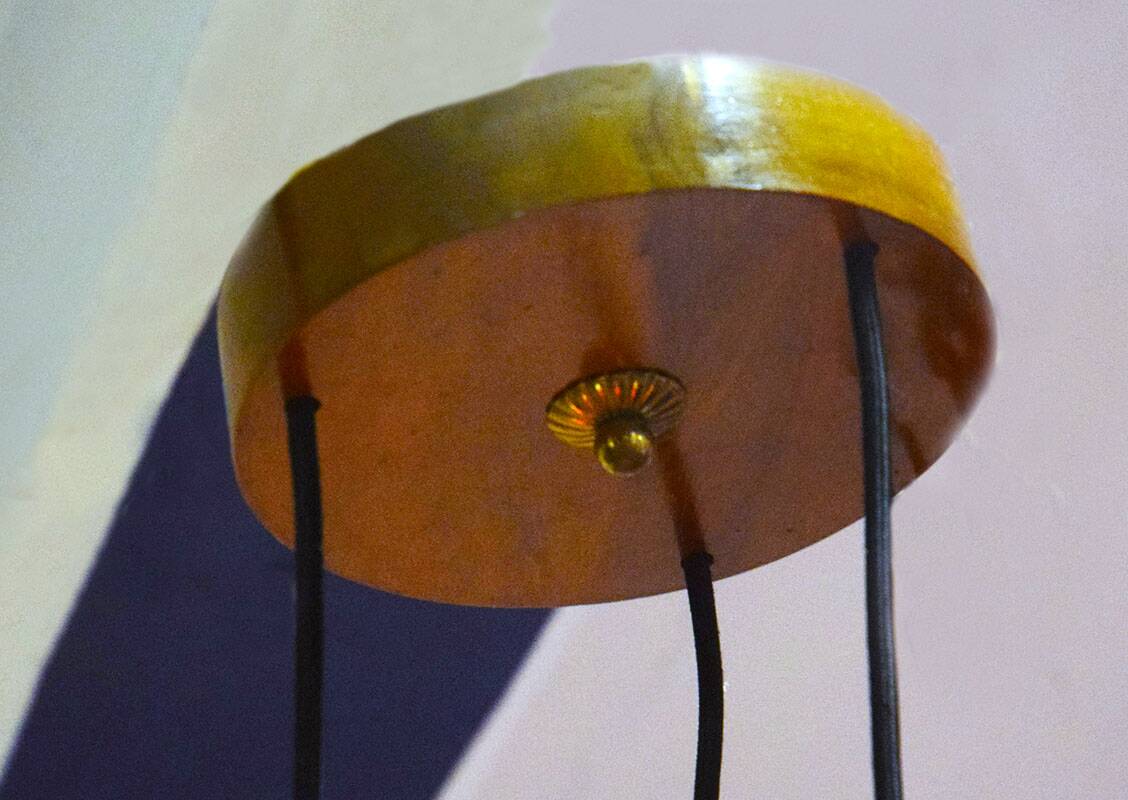 Flavio Poli for Seguso Vetri d’Arte, three-light glass chandelier, 1950s