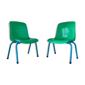 Two vintage school chairs