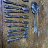 Dessert cutlery service consisting of 11 pieces hallmark 800 worked old and collector