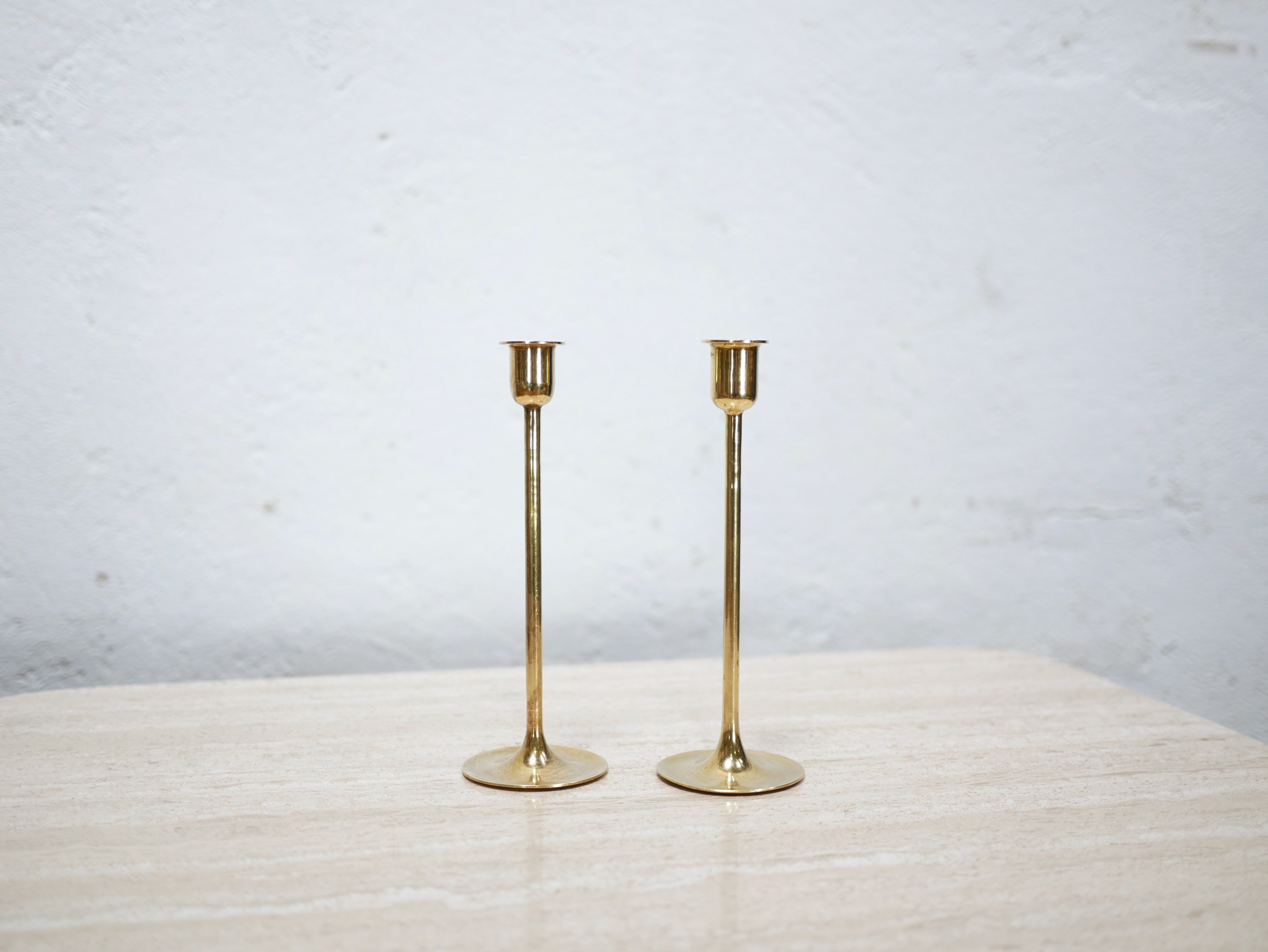 Pair of vintage brass candle holders