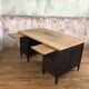 Former wooden minister's desk, black patina