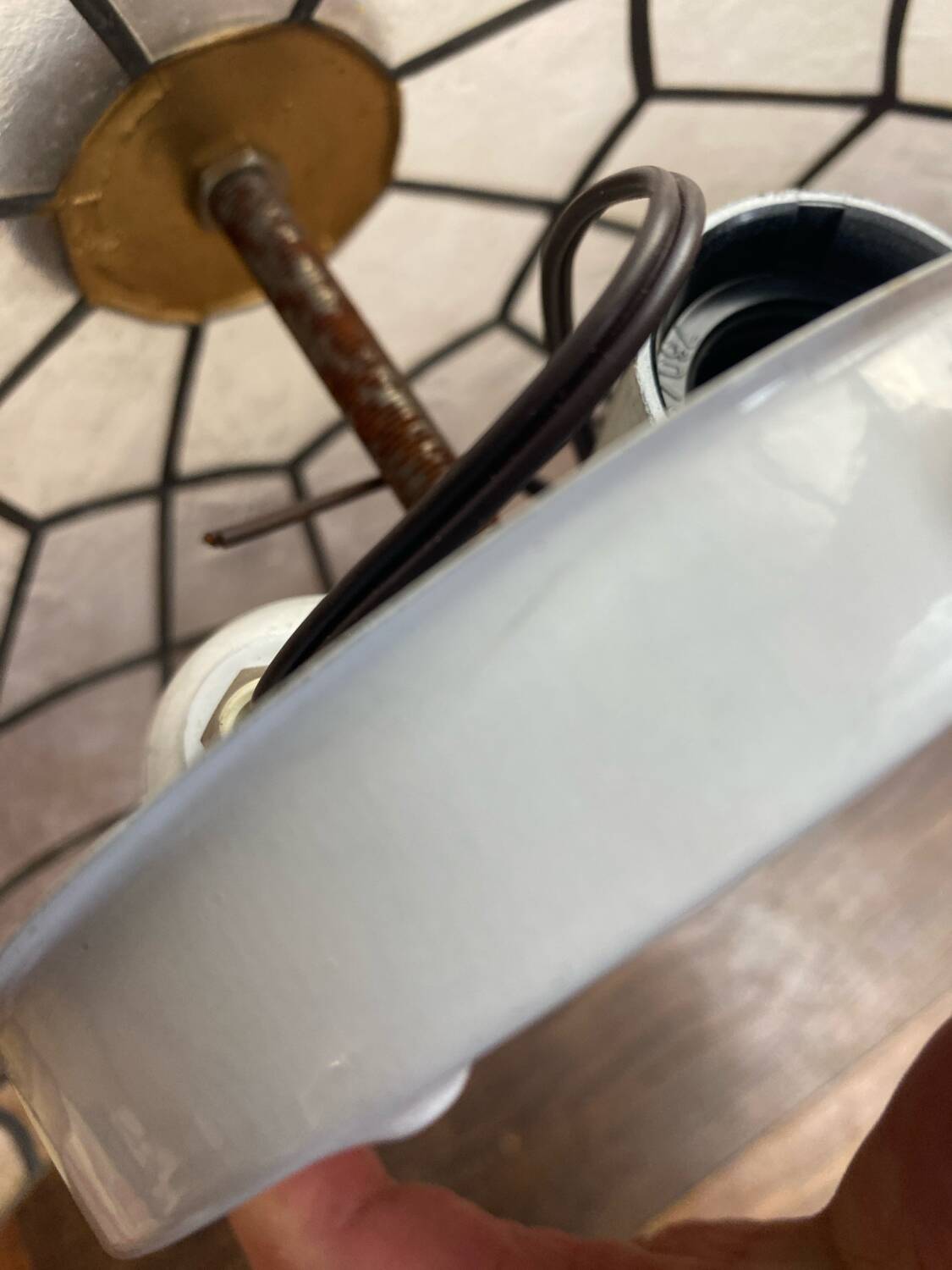 Ceiling light in mother-of-pearl and brass