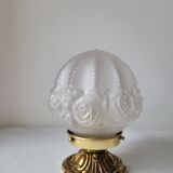 Art deco lamp in bronze and frosted glass