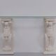 1970s Classic Greek Console Table with Cast Stone and Glass Top
