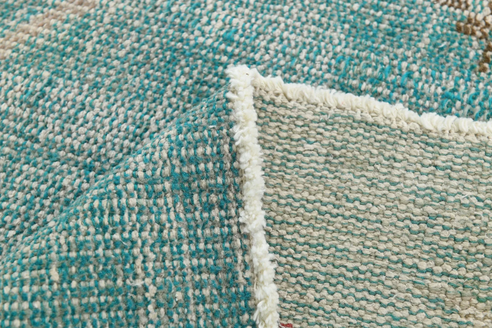 Teal Green Turkish Vintage Rug, Persian Style Living Room Carpet, 222x321Cm