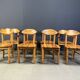 Vintage pine wood dining chairs - 1980s - set of 8