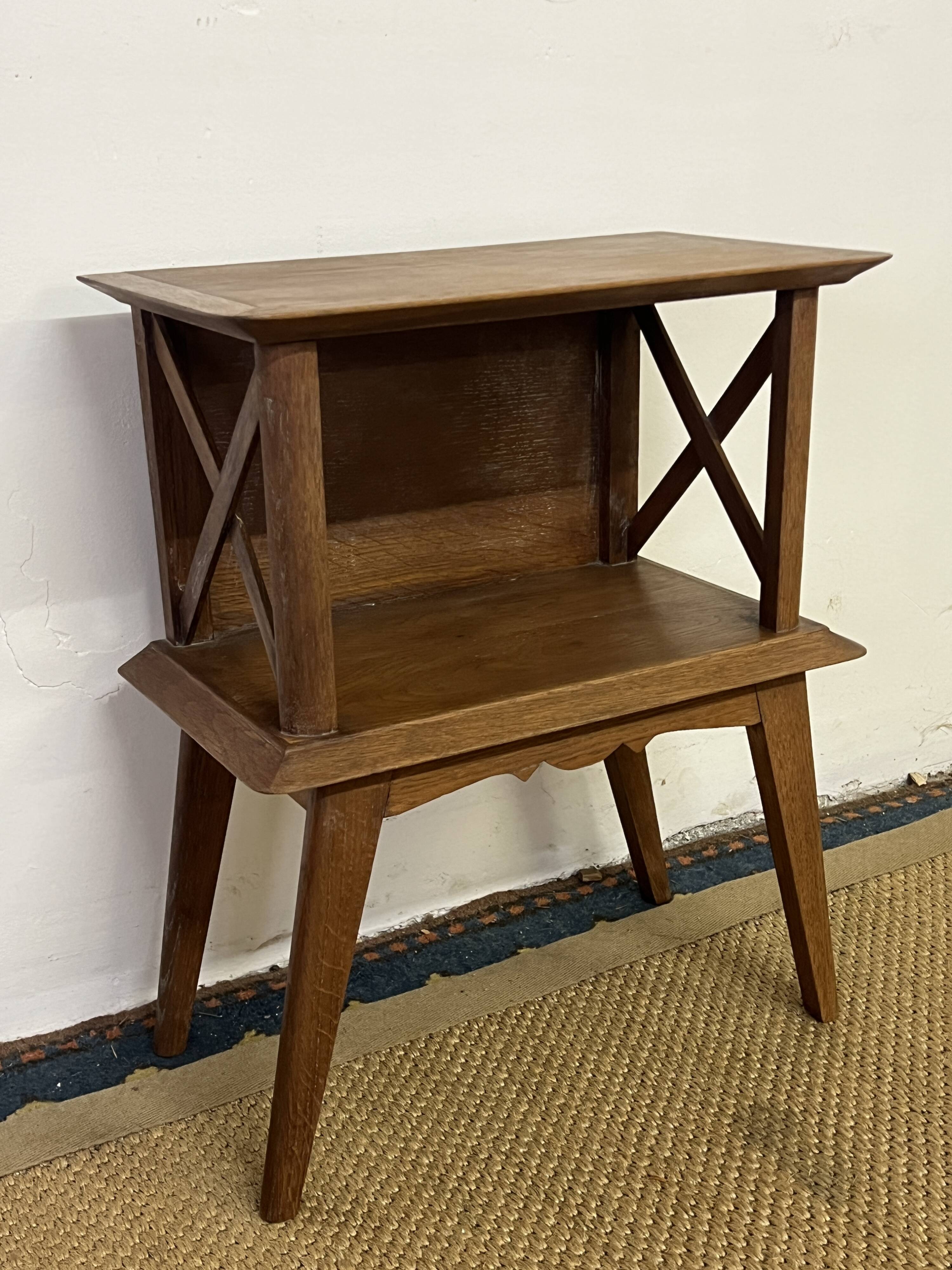 Bedside table with lattices, vintage compass legs