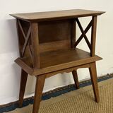 Bedside table with lattices, vintage compass legs