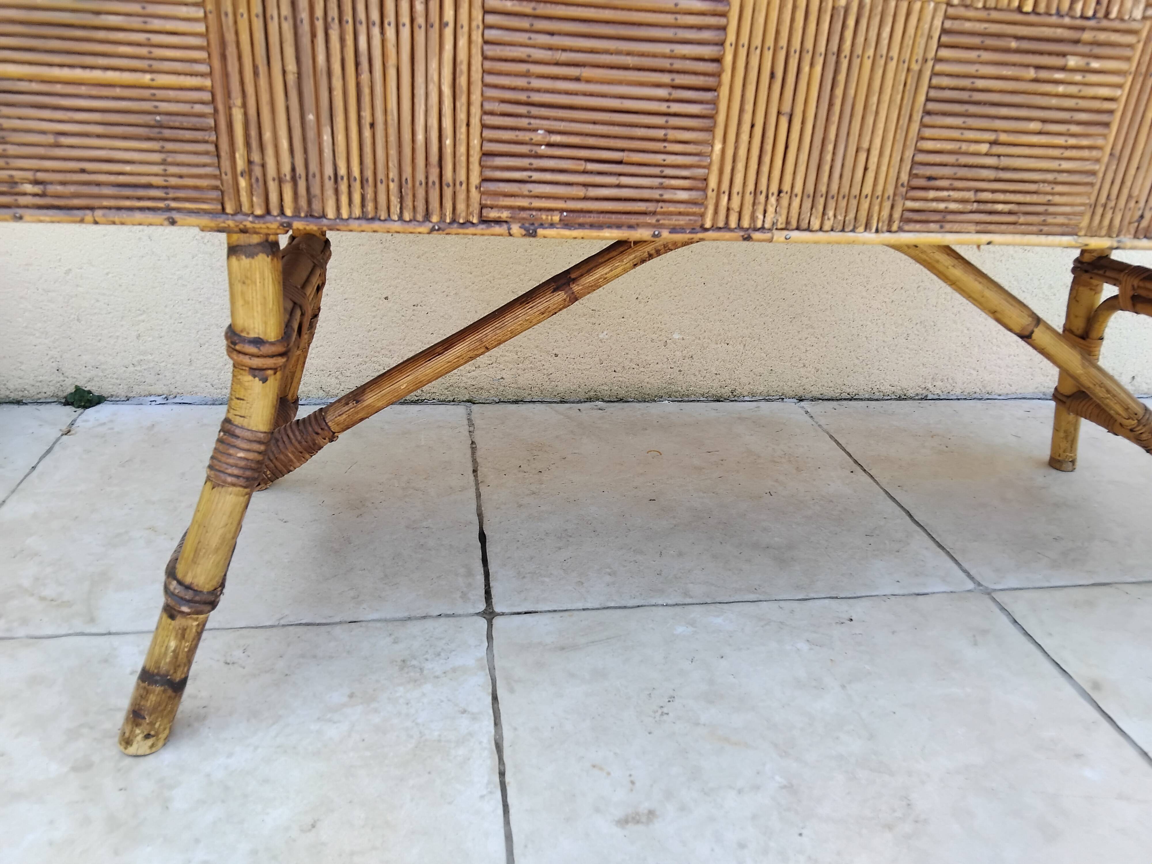 Audoux Minet vintage rattan bar from the 50s