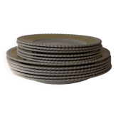 Set de bords en céramique vintage jaune beurre avec bordure swirl