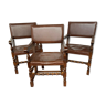 Fauteuil de style renaissance en chene massif assise en cuir xix siècle