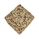 Vintage Square Pouf Goat Leather Patchwork Mosaic Pattern
