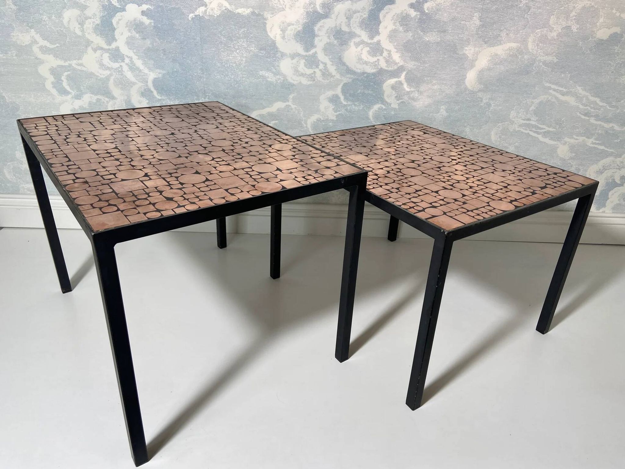 Tables gigognes en cuivre par Herbert Hirche pour Rosenthal, Allemagne, années 1970