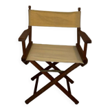 Chaise "Metteur en scène" classique en teck avec assise beige