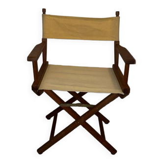 Classic teak “Director” chair with beige seat