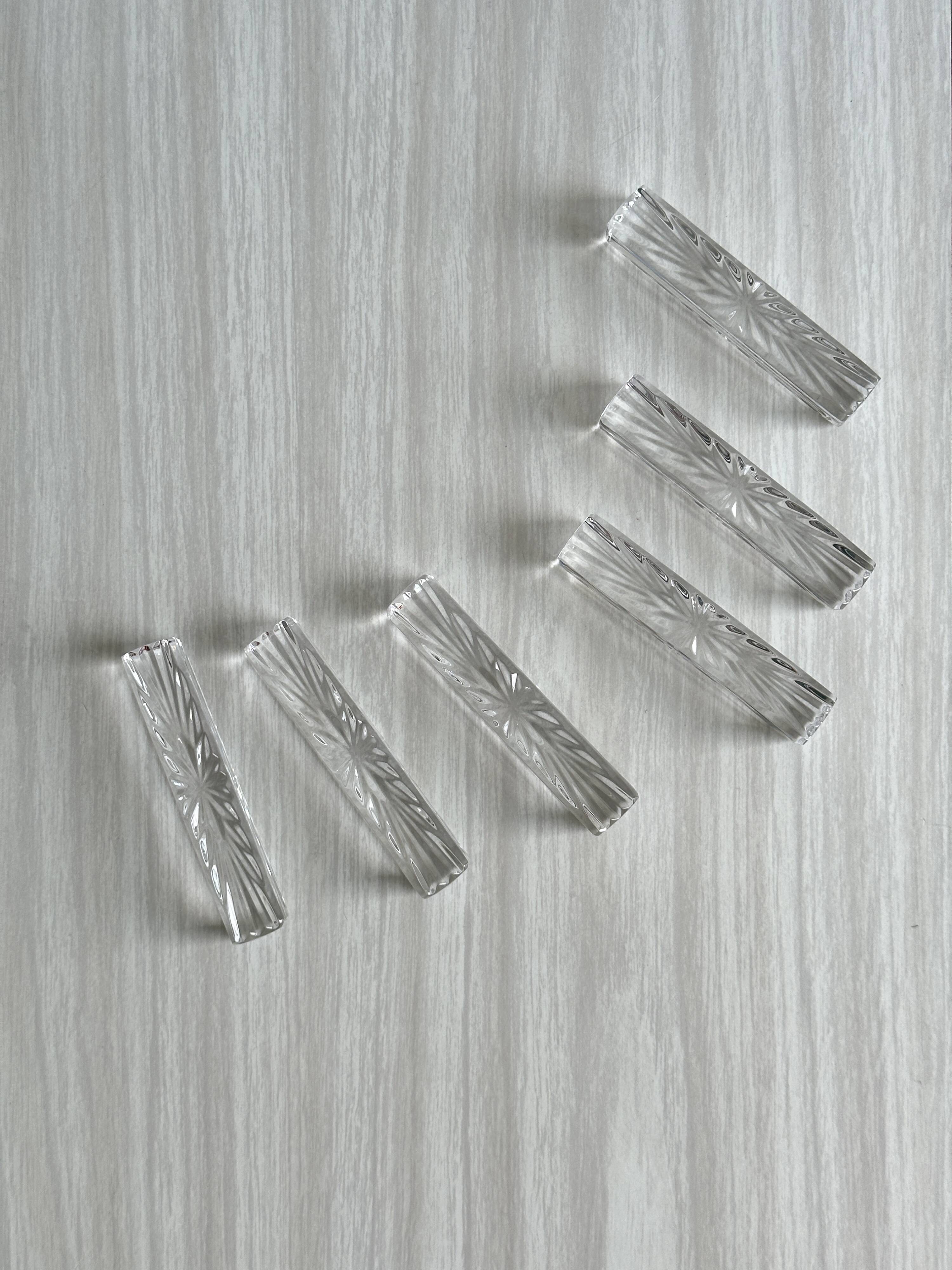 6 cut crystal knife holders, elegant table accessories