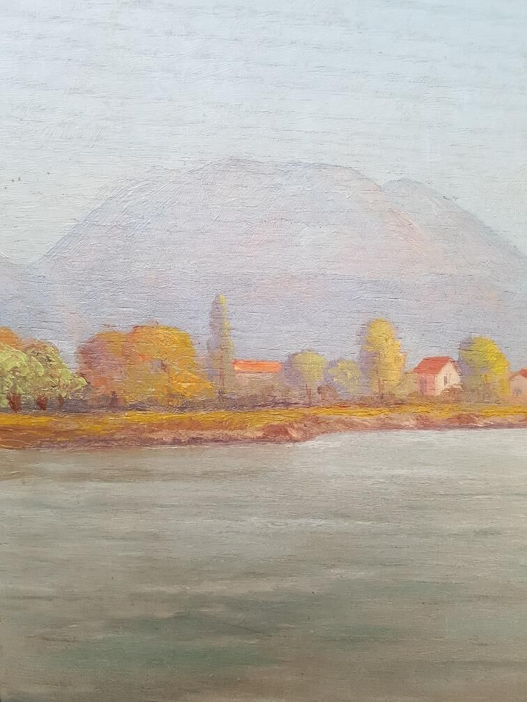 Landscape by Paul Berthier, oil on panel