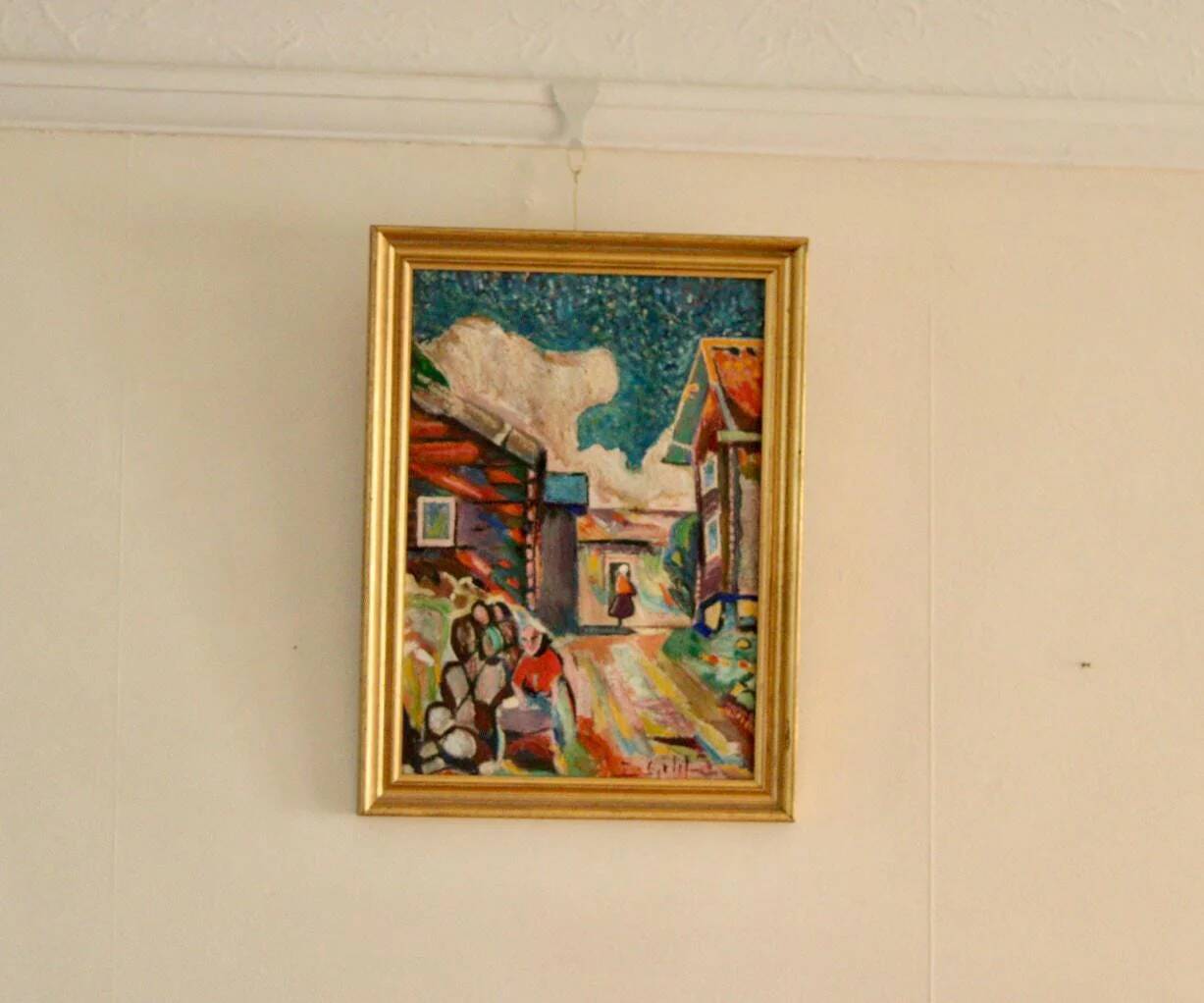 "Village scene" attributed to Sjöberg