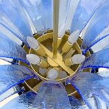 Mid-Century Modern Palm Leaves Big Chandelier Murano Glass and Brass