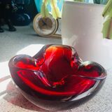Cendrier verre de Murano rouge flamboyant