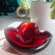 Flaming red Murano glass ashtray