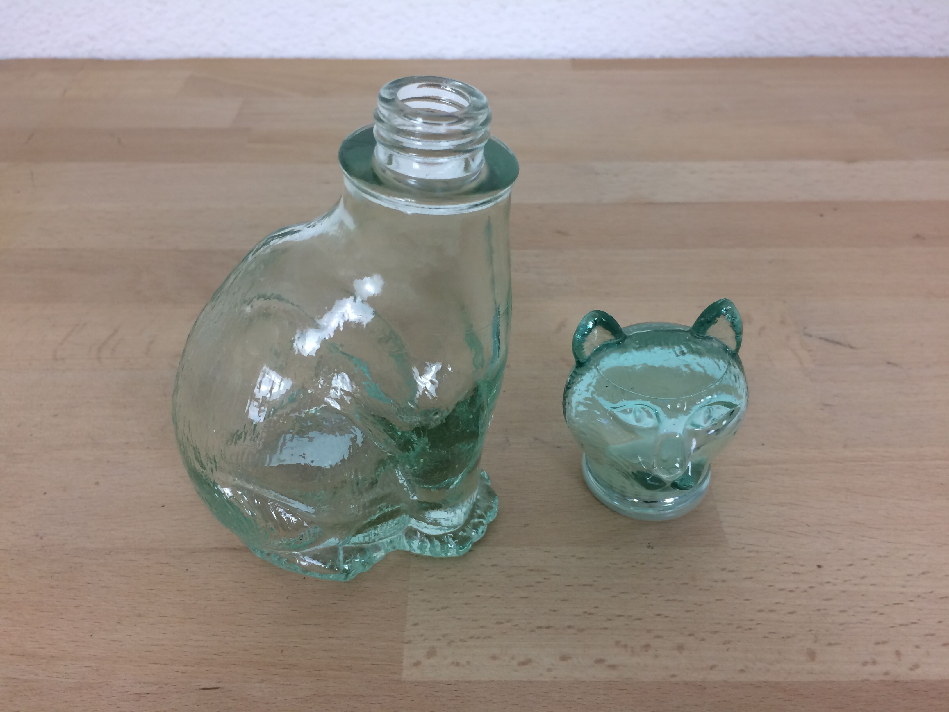 Zoomorphic bottle, glass cat