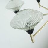 6-light mid century CHANDELIER pendant light glass aluminum and metal earyl 1960s