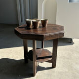 Pedestal table or small octagonal side table quadripod base with modernist spacer