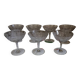 Beautiful set of seven crystal champagne glasses engraved with vine branches