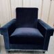Pair of navy blue velvet club armchairs