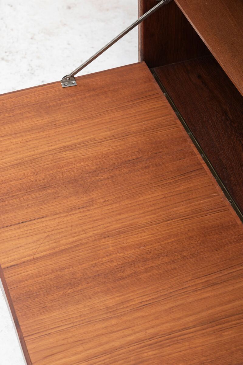 Playful 3-bay wall unit in teak wood by Poul Cadovius, Denmark, 1950s