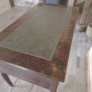 Antique Louis XVI style desk – mahogany – green leather – 5 drawers