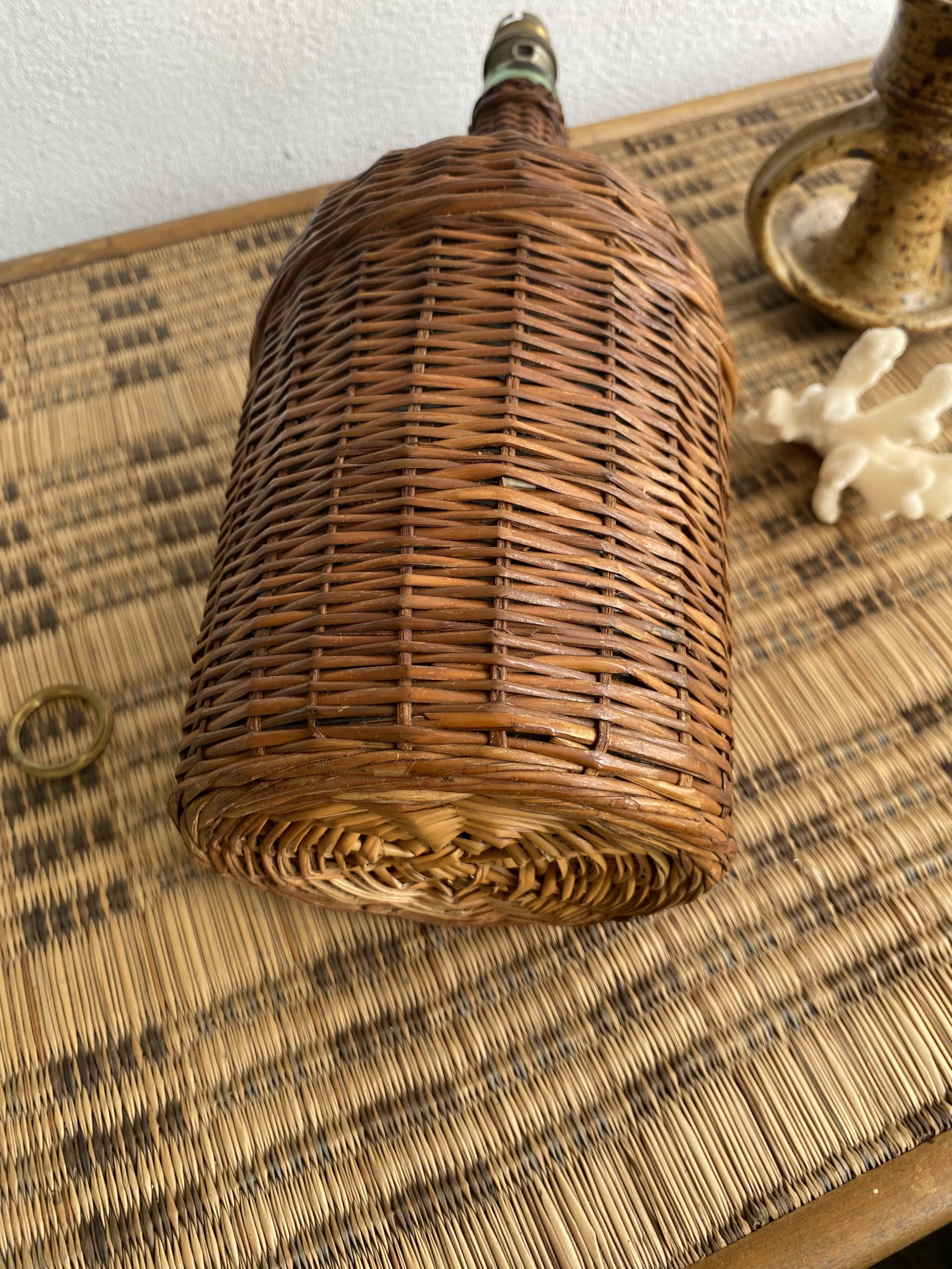 Wicker lamp, jute lampshade, cable 2m