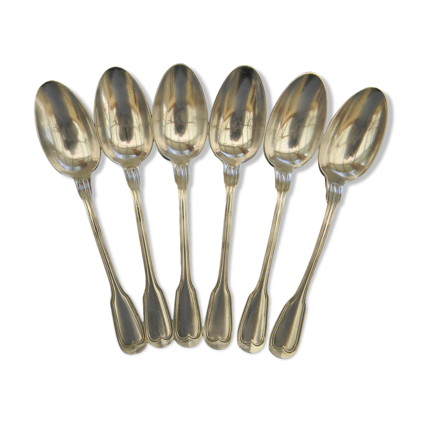 Set of 6 teaspoons in silver metal.