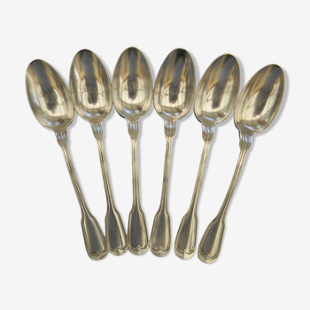 Set of 6 teaspoons in silver metal.