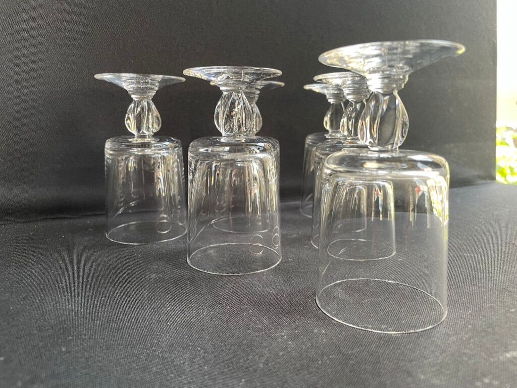6 twisted plain crystal port glasses – Typical of the 1960s-1970's