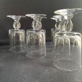 6 twisted plain crystal port glasses – Typical of the 1960s-1970's