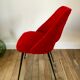 Chaise moumoute rouge pieds compas vintage années 50-60