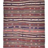 5x11 Red Blue Vintage Kilim Rug 149x326Cm