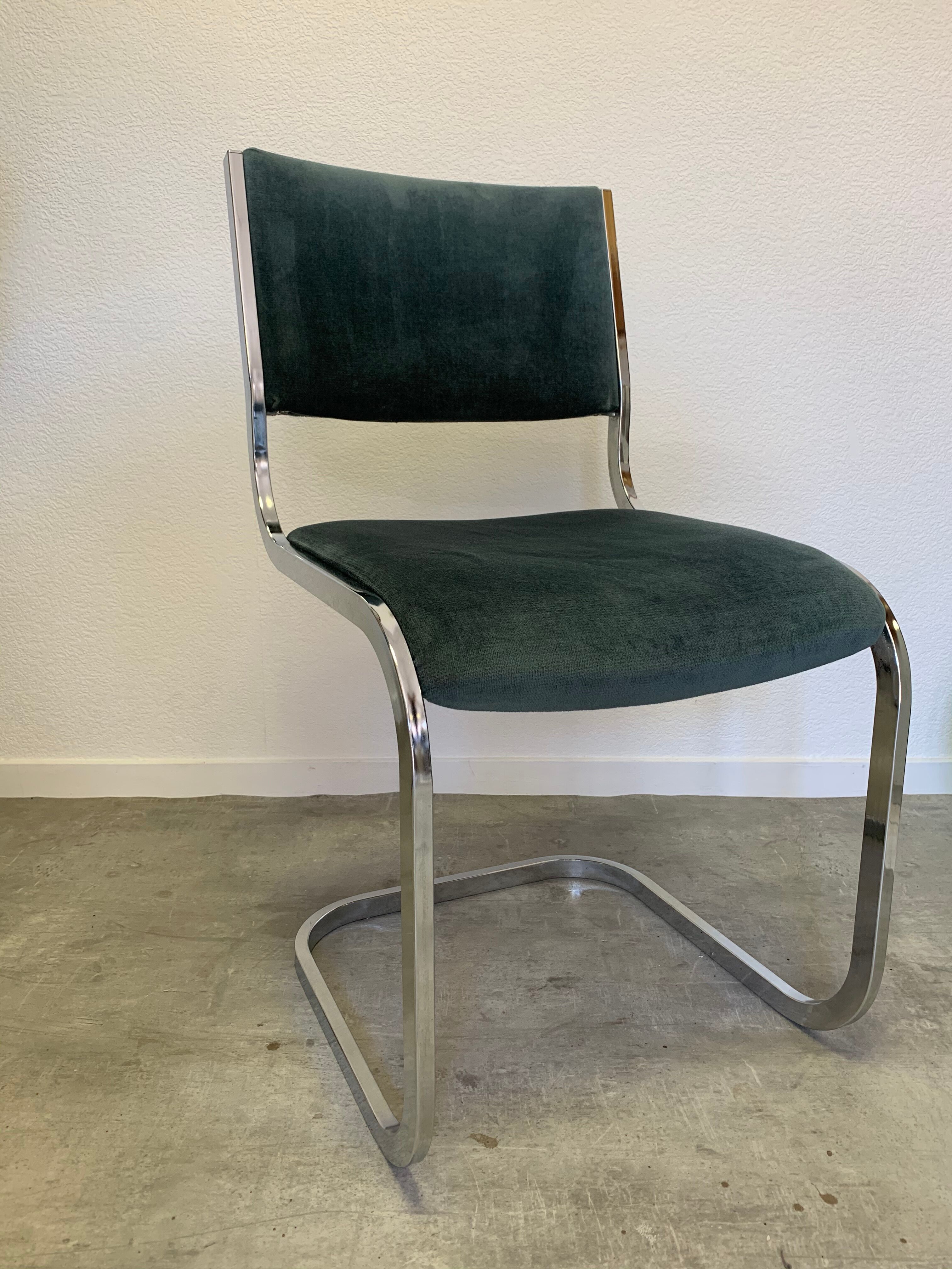 Pair of chrome blue chairs  70