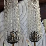 Pair of glass and metal sheaf-shaped wall lights circa 1960
