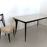 Dining Table with a Pale Green Glass Top in the style of Carlo De Carli, Italy